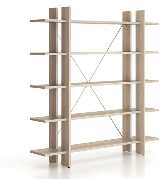 Kancelársky regál vysoký dlhý SOLID, 1800 x 400 x 1825 mm, dub prírodný