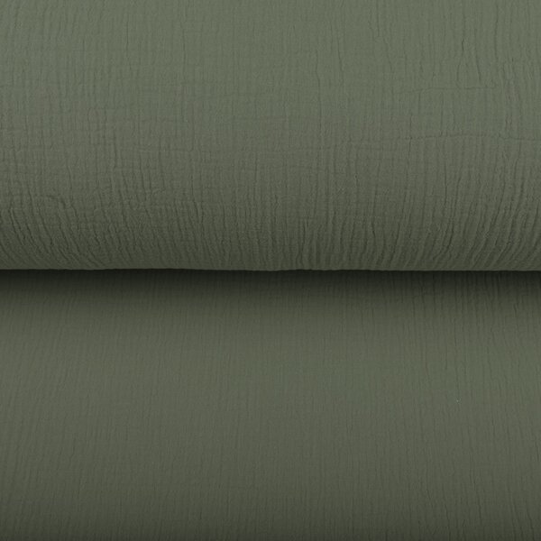 Mušelín dvojitá gázovina MSN-076 Zelená khaki - metráž šírka 140 cm