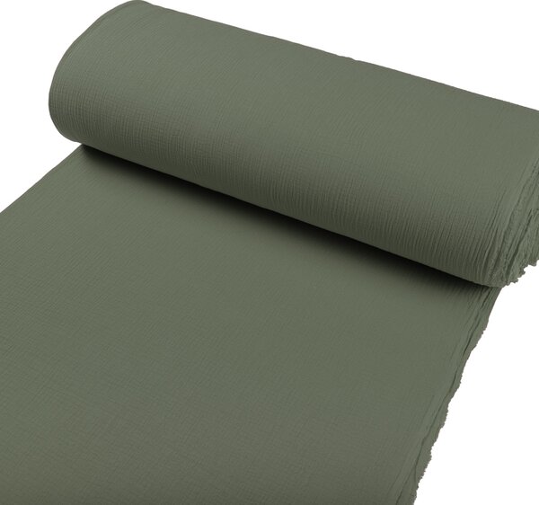 Mušelín dvojitá gázovina MSN-076 Zelená khaki - metráž šírka 140 cm