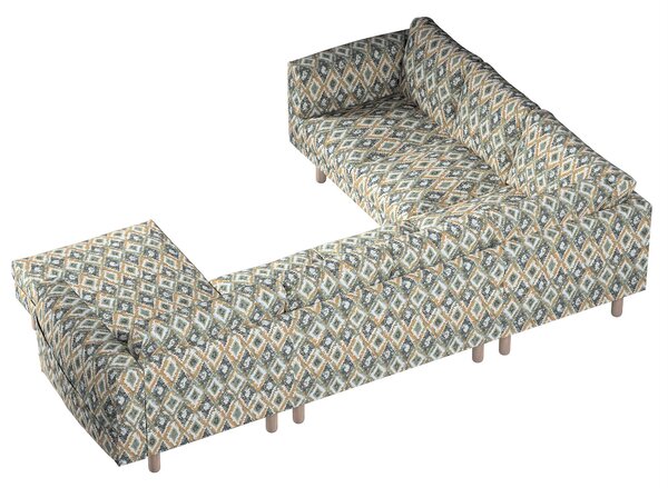 Norsborg rohový poťah na sedačku s ležadlom - 5 os. farba produktu modrá látka zapletaná, vzorované