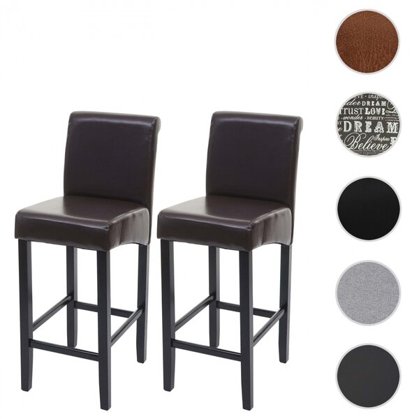 Barová stolička Lance (SET 2 ks) - drevené nohy tmavé - Hnedá