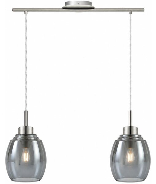 BRILAGI - LED luster na lanku RETRO GLASS 2xE27/60W/230V matný chróm/dymovo šedá
