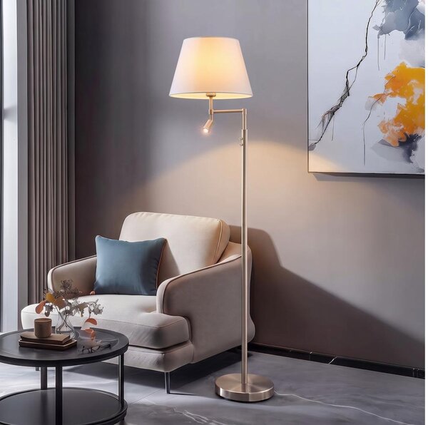 BRILAGI - LED stojacia lampa CERIA 1xE27/60W/230V + LED/2,1W matný chróm/biela