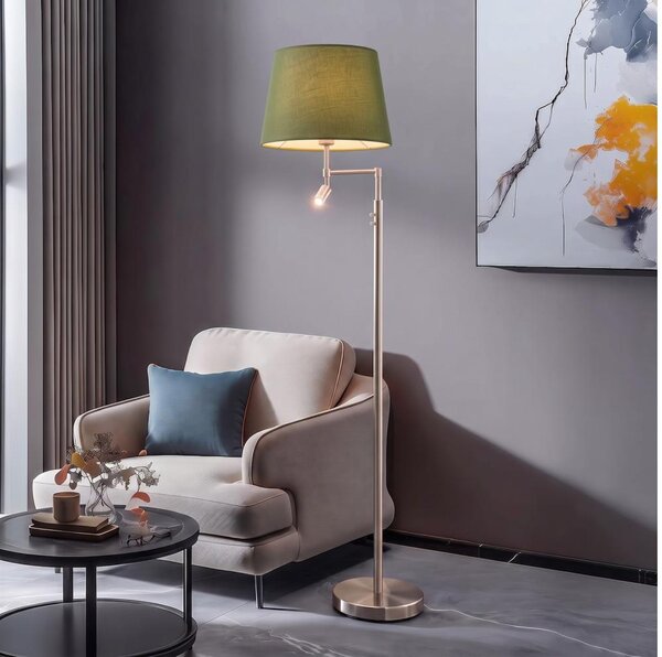 BRILAGI - LED stojacia lampa CERIA 1xE27/60W/230V + LED/2,1W matný chróm/zelená
