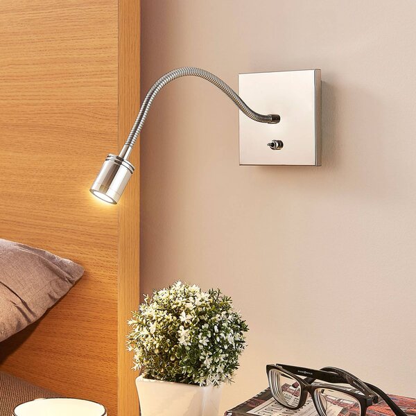 Pochrómovaná nástenná lampa na čítanie Berfin LED, Chrómová / strieborná, Spálňa, kov, Moderný, Svetlo na čítanie