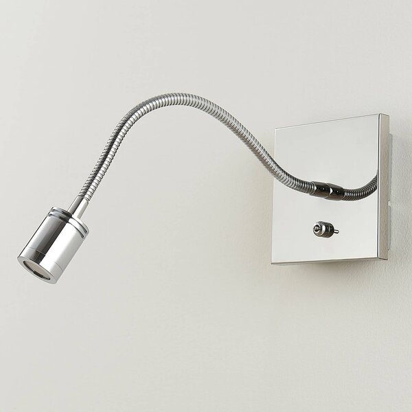 Pochrómovaná nástenná lampa na čítanie Berfin LED, Chrómová / strieborná, Spálňa, kov, Moderný, Svetlo na čítanie