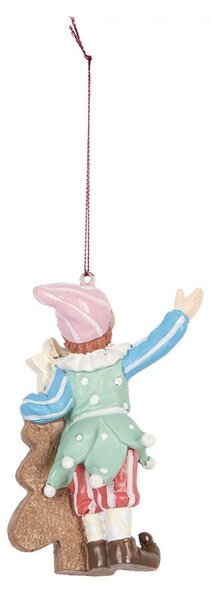 Závesná vianočná dekorácia Elf so stromčekom - 8*4*11 cm - Clayre & Eef