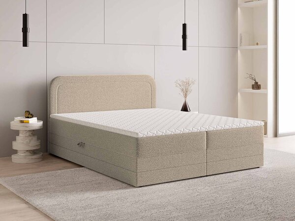 Manželská boxspring posteľ s úložným priestorom Armelin 140x200 - béžová