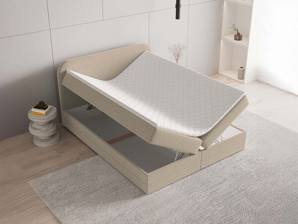 Manželská boxspring posteľ s úložným priestorom Armelin 140x200 - béžová