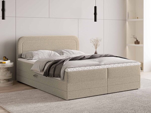 Manželská boxspring posteľ s úložným priestorom Armelin 140x200 - béžová