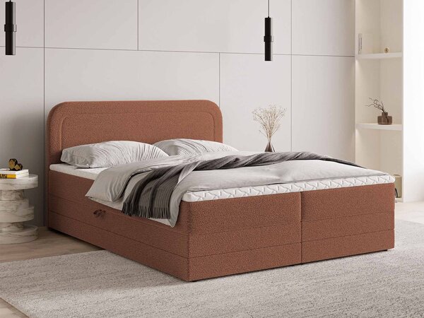 Manželská boxspring posteľ s úložným priestorom Armelin 140x200 - tehlová