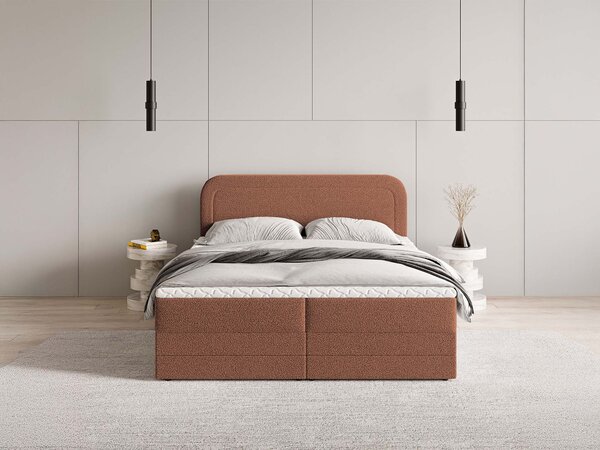 Manželská boxspring posteľ s úložným priestorom Armelin 140x200 - tehlová