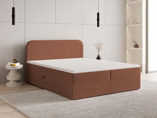 Manželská boxspring posteľ s úložným priestorom Armelin 140x200 - tehlová