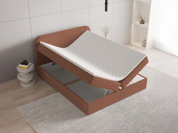 Manželská boxspring posteľ s úložným priestorom Armelin 140x200 - tehlová