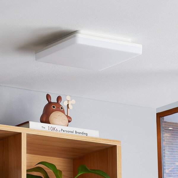 PRIOS Prios Artin stropné LED svetlo, hranaté, 22 cm, Biela / opálová, Kúpeľňa, Plast, Moderný, Stropné svetlo