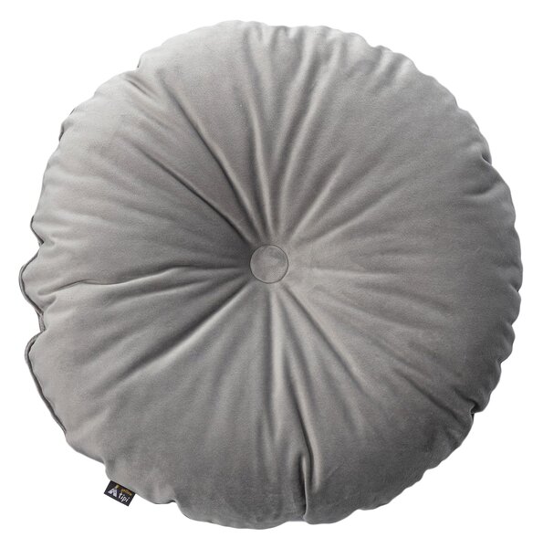 Okrúhly vankúš s gombíkom farba produktu sivá látka lesklá, zamatová