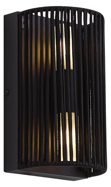 Japandi nástenná lampa čierna s lanom IP44 - Jayla