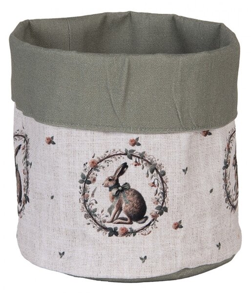 Bavlnený košík na pečivo so zajacom Natural Linen Easter - Ø 15*16 cm - Clayre & Eef