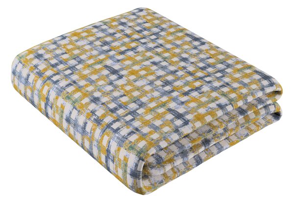 Prehoz na posteľ 220x260 cm farba produktu modrá látka zapletaná, vzorované