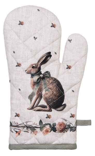 Bavlnená chňapka rukavice so zajacom Natural Linen Easter - 18*30 cm - Clayre & Eef