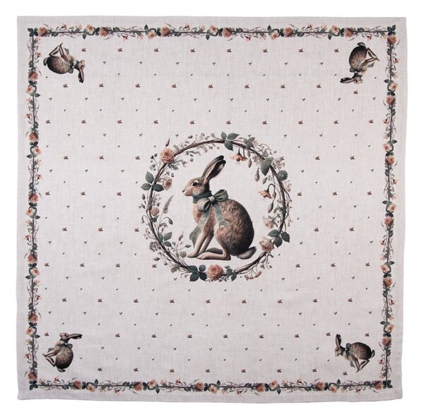 Bavlnený obrus na stôl Natural Linen Easter - 100*100 cm - Clayre & Eef