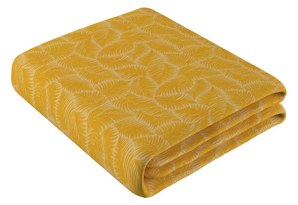 Prehoz na posteľ 220x260 cm farba produktu žltá látka zapletaná, vzorované