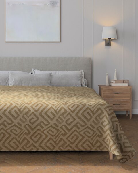 Prehoz na posteľ 220x260 cm farba produktu béžová látka zapletaná, vzorované