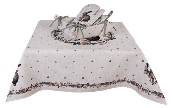 Bavlnená chňapka rukavice so zajacom Natural Linen Easter - 18*30 cm - Clayre & Eef
