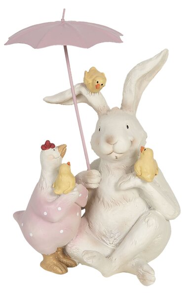 Dekorácie králik a sliepočka s dáždnikom - 12 * 11 * 16 cm