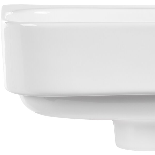 Umývadlo na dosku biele keramické 450 x 270 mm lesklé obdĺžnikové s odtokovou zátkou klik-klak pravostranné moderný štýl kúpeľňa