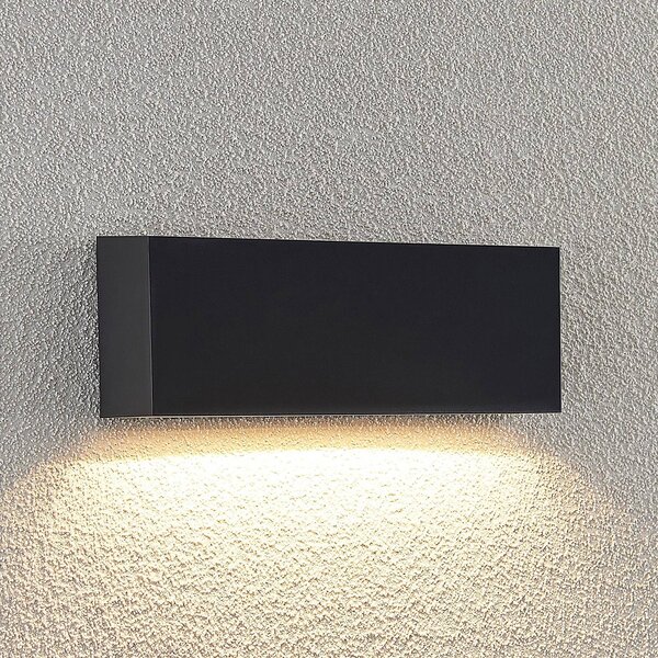 Lindby LED vonkajšie nástenné svietidlo Jarte, 24 cm, dole, sivé, IP65, Čierna, Plast, Moderný, Nástenné svietidlo