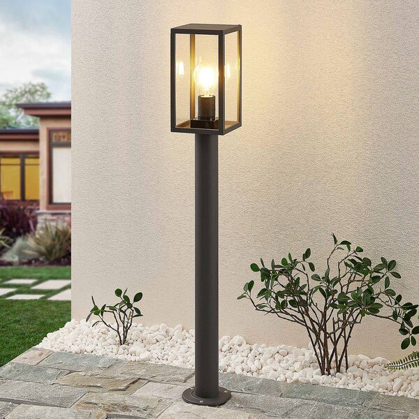 Lindby Cestné svetlo Filimon, 80 cm, antracit, IP44, E27, Čierna, Hliník, Moderný, Osvetlenie príjazdovej cesty