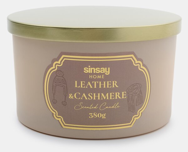 Sinsay - Vonná sviečka Leather & Cashmire - béžová