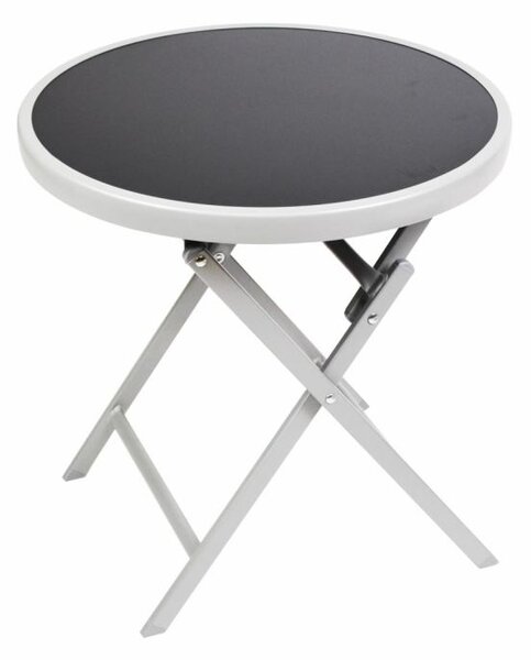Záhradný bistro stolík, skladací, Ø 45 cm, čierna tónovaná
