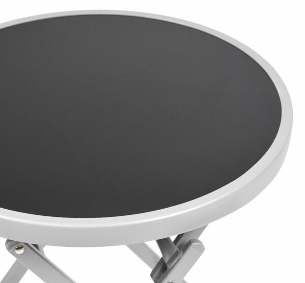 Záhradný bistro stolík, skladací, Ø 45 cm, čierna tónovaná