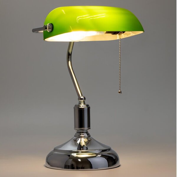 Brilagi - Stolná lampa BANK OFFICE 1xE27/60W/230V lesklý chróm/zelená