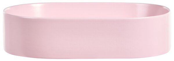 Umývadlo na dosku ružové keramické 500 x 330 mm matné oválne s odtokovou zátkou klik-klak moderný štýl kúpeľňa
