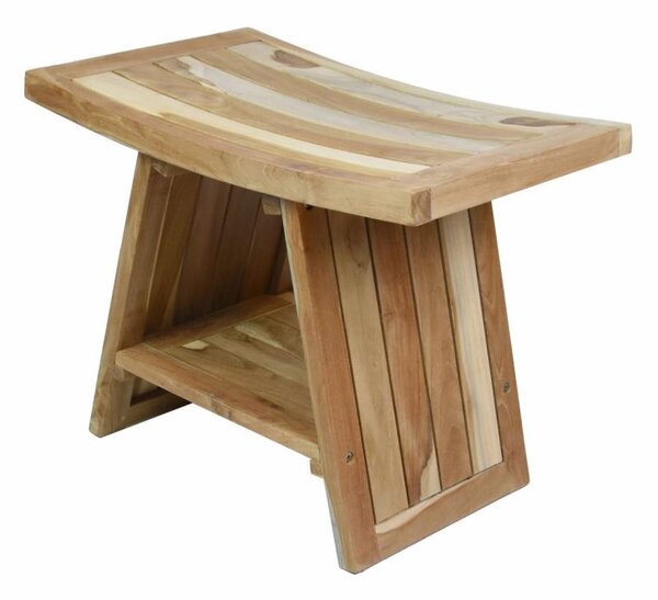 Stolička DIVERO, masívny neošetrený teak, 60 x 35 x 45 cm