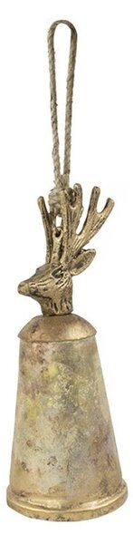 Zlatý kovový zvonček s hlavou jeleňa Deer - Ø 6 * 15cm