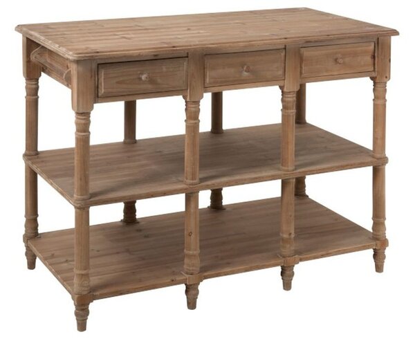 Drevený konzolový stolík so zásuvkami prírodné drow - 131 * 70 * 95 cm
