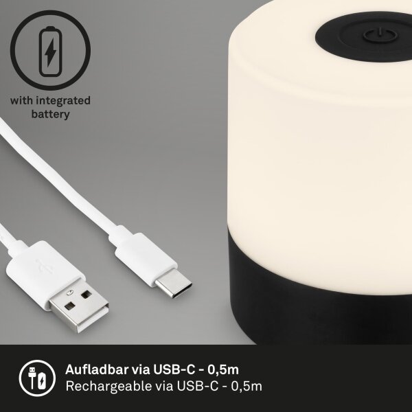 Briloner - LED stmievateľná nabíjateľná dotyková vonkajšia stolná lampa LED/2W/5V 2700K IP44 čierna