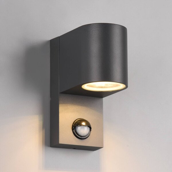 Trio Lighting Svietidlo Roya 1-pl., snímač, okrúhle antracitová, Čierna, Hliník, Moderný, Nástenné svietidlo