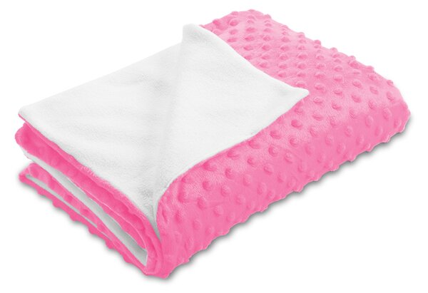 Biante Detská obojstranná deka Minky bodky/Polar MKP-012 Sýto ružová 75x100 cm