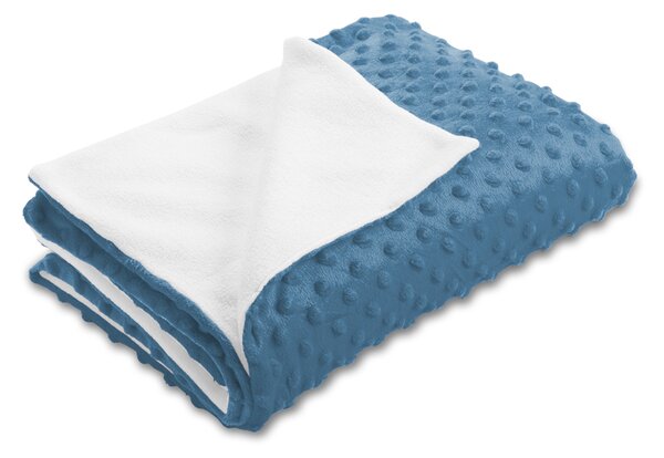 Biante Detská obojstranná deka Minky bodky/Polar MKP-044 Kovovo modrá 75x100 cm