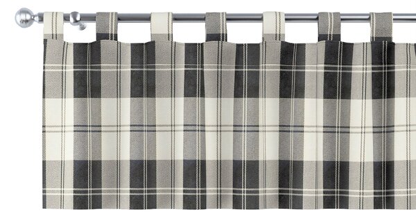 Krátky záves na pútkach farba produktu čierna látka zapletaná, vzorované