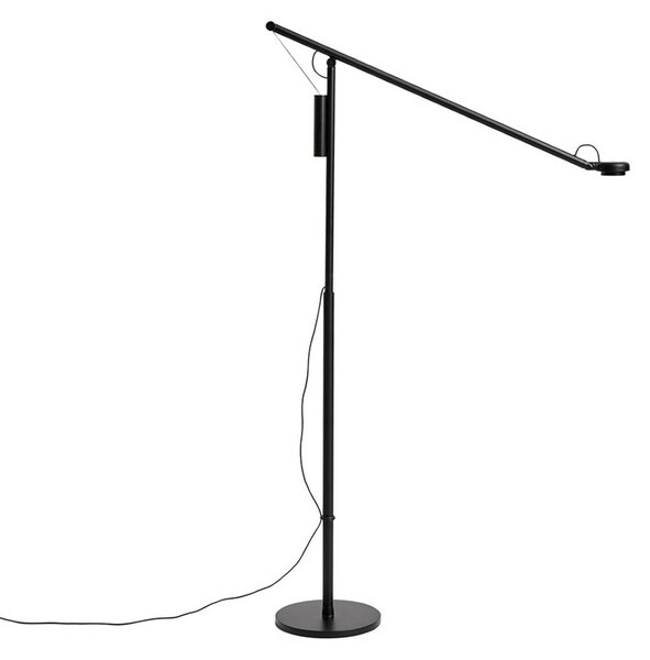 HAY LED stojacia lampa Fifty-Fifty, čierna, výška 135 cm, stmievateľné, Čierna, Obývacia izba / jedáleň, Hliník, Dizajn, Stojaca lampa