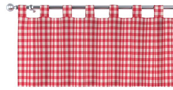 Krátky záves na pútkach farba produktu červená látka vzorované