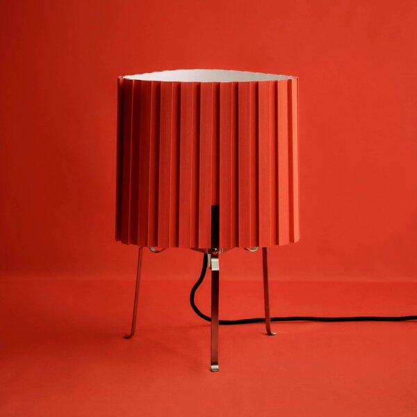 HAY Stolová lampa Canelé, červená, výška 37 cm, E14, textil, Červená, Obývacia izba / jedáleň, Textil / látka / hodváb, Dizajn, Stojacie svietidlo