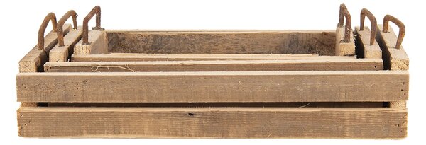 Dekoratívne podnosy z recyklovaného dreva s kovovými ušami (3 ks) - 40 * 25 * 11/35 * 16 * 10/25 * 7 * 10 cm