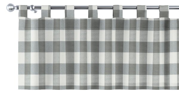 Krátky záves na pútkach farba produktu sivá látka vzorované